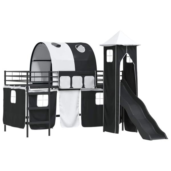 Kinder Etagenbett Gestell Uni Schwarz 90 x 200 cm Metall