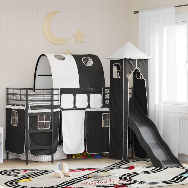 ARDEBO.de - Kinder Etagenbett Gestell Uni Schwarz 100 x 190 cm Metall