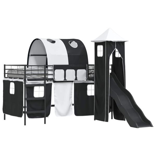 Kinder Etagenbett Gestell Uni Schwarz 107 x 203 cm Metall