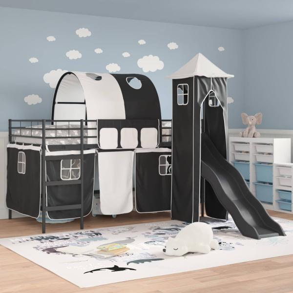 Kinder Etagenbett Gestell Uni Schwarz 107 x 203 cm Metall