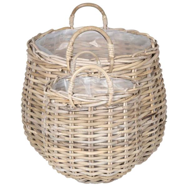 Blumentopf Körbchen GENDT 2 stk. Natürliches Grau Kubu Rattan