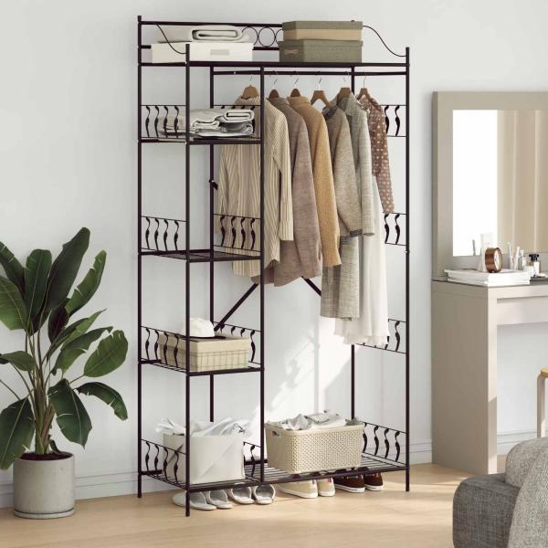 ARDEBO.de - Offener Kleiderschrank Schwarz 101 x 43 x 188 cm Stahl