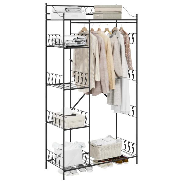 Offener Kleiderschrank Schwarz 101 x 43 x 188 cm Stahl