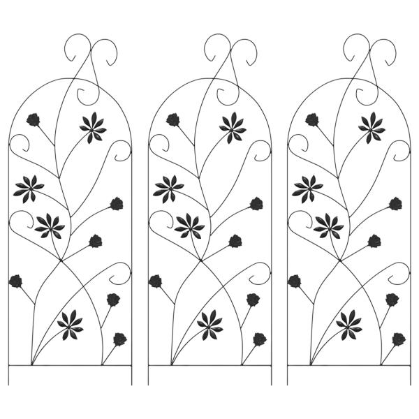 Gartenzaun 3 stk. Schwarz 112 x 39,5 cm Stahl
