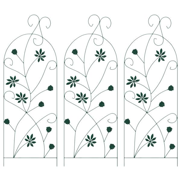 Gartenzaun 3 stk. Grün 112 x 39,5 cm Stahl