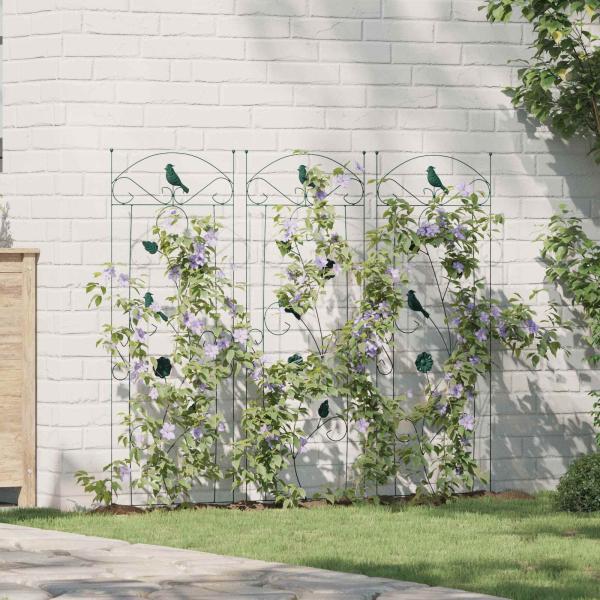ARDEBO.de - Gartenzaun 3 Stk. Grün 110 x 40 cm Stahl