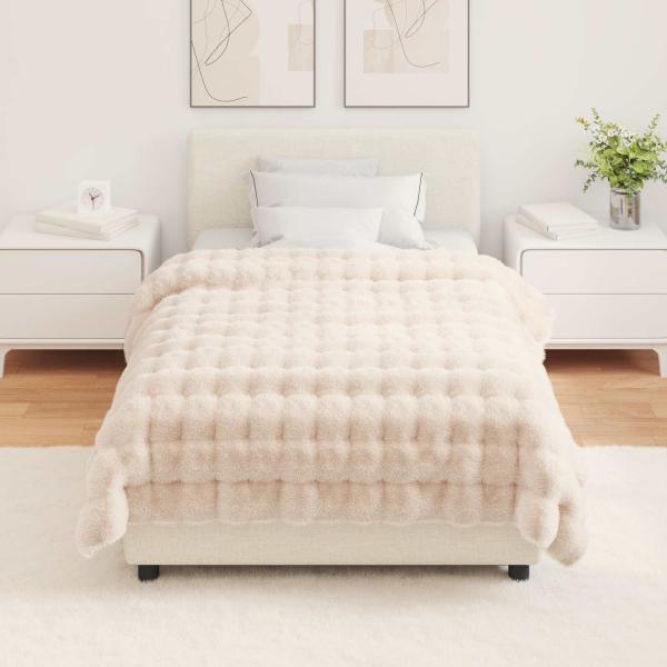 Rutschfeste Decke aus Kunstkaninchenfell Olite Beige Polyester