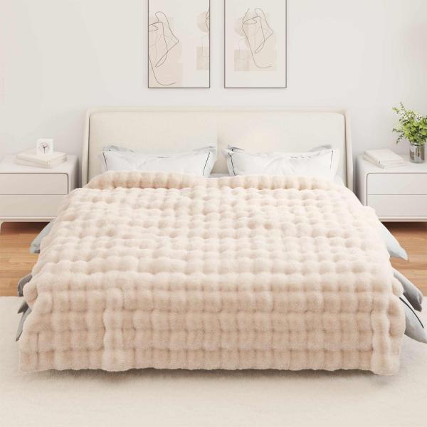 Rutschfeste Decke aus Kunstkaninchenfell Olite 4 stk. Beige