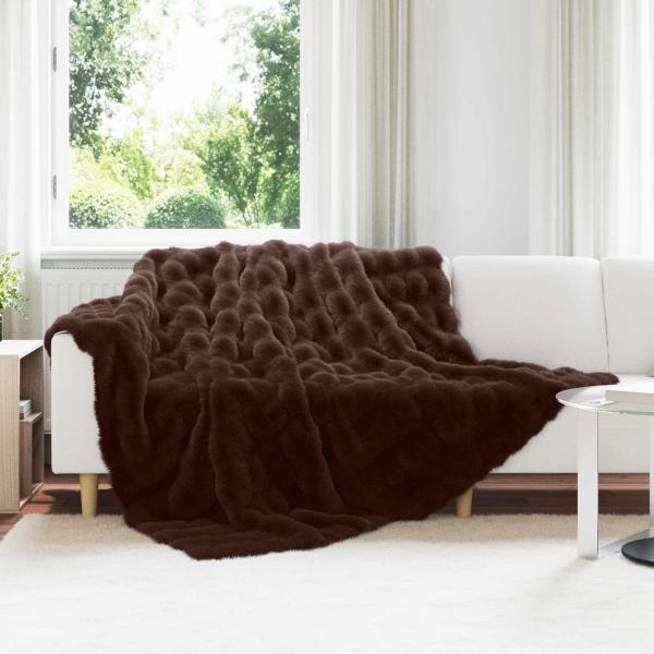 ARDEBO.de - Rutschfeste Decke aus Kunstkaninchenfell Olite Kamel Polyester