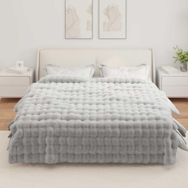 Rutschfeste Decke aus Kunstkaninchenfell Olite 4 Stk. Grau