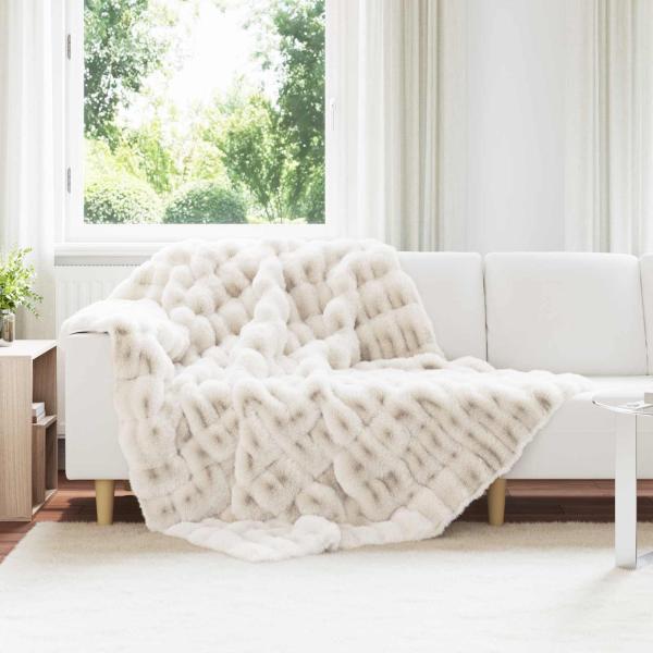 ARDEBO.de - Rutschfeste Decke aus Kunstkaninchenfell Olite Weiß Polyester