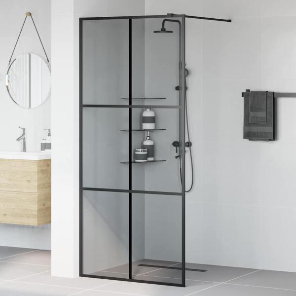 Walk-in Duschwand Schwarz 90 x 195 cm Gehärtetes Glas