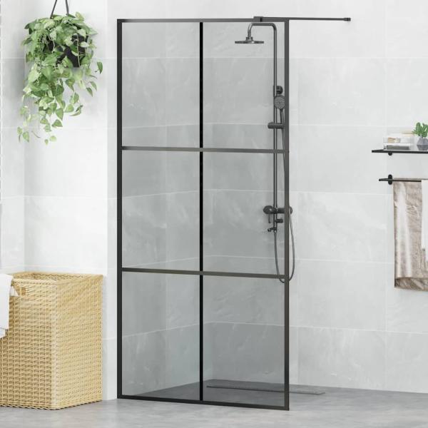 ARDEBO.de - Walk-in Duschwand Schwarz 100 x 195 cm Gehärtetes Glas