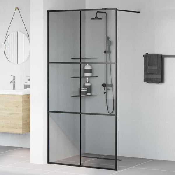 Walk-in Duschwand Schwarz 100 x 195 cm Gehärtetes Glas