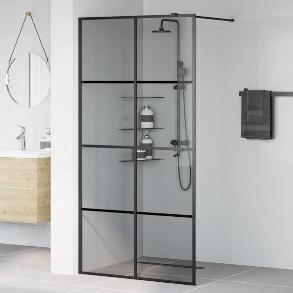 Walk-in Duschwand Schwarz 100 x 195 cm Gehärtetes Glas
