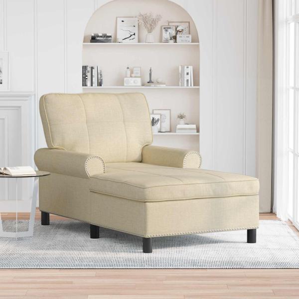 ARDEBO.de - Lounge-Liege Creme Stoff 91 x 157 x 91 cm