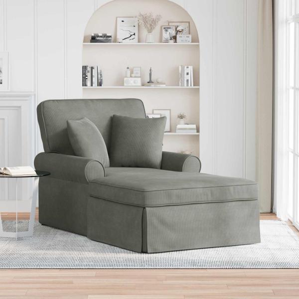 ARDEBO.de - Chaise Lounge mit Rock 3 stk. Hellgrau Cordstoff