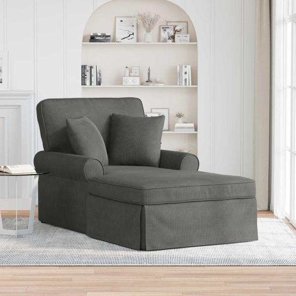 ARDEBO.de - Chaise Lounge mit Rock 3 stk. Dunkelgrau Cordstoff