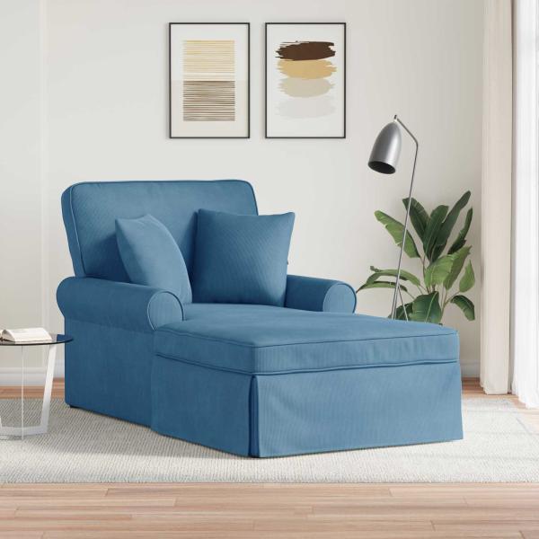 ARDEBO.de - Chaise Lounge mit Rock 3 Stk. Blau Cordstoff 91 x 157 x 91 cm