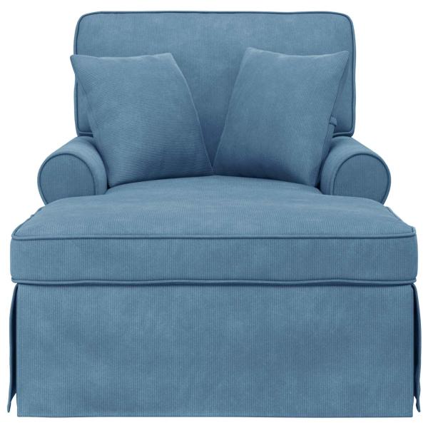Chaise Lounge mit Rock 3 Stk. Blau Cordstoff 91 x 157 x 91 cm