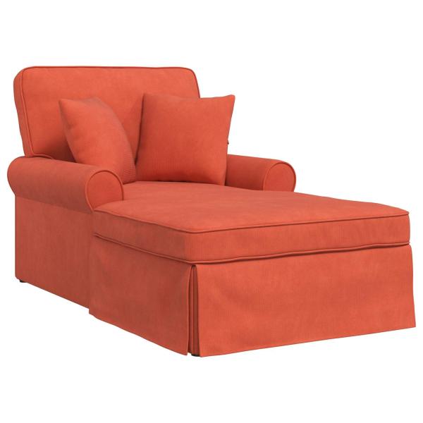 Chaise Lounge mit Rock 3 Stk. Rot-Orange Cordstoff
