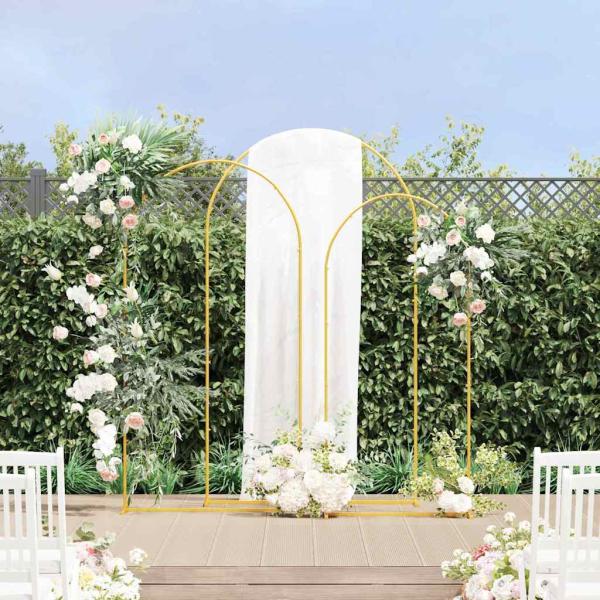ARDEBO.de - Hochzeitsbogen 3 Stk. Gold 120 x 40 x 217 cm Stahl