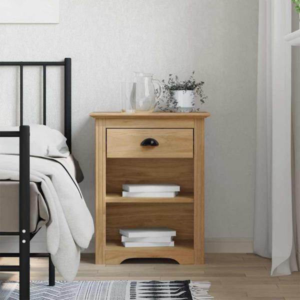 ARDEBO.de - Nachttisch BODO Honigbraun 53 x 38,5 x 67 cm Holzwerkstoff
