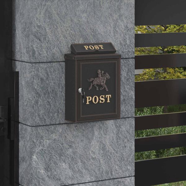 ARDEBO.de - Wandmontierter Briefkasten Bronze 29 x 13 x 41 cm Gussaluminium