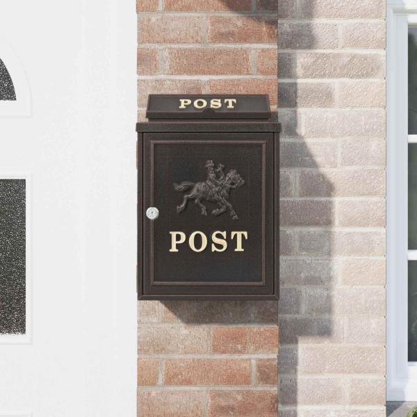 Wandmontierter Briefkasten Bronze 29 x 13 x 41 cm Gussaluminium