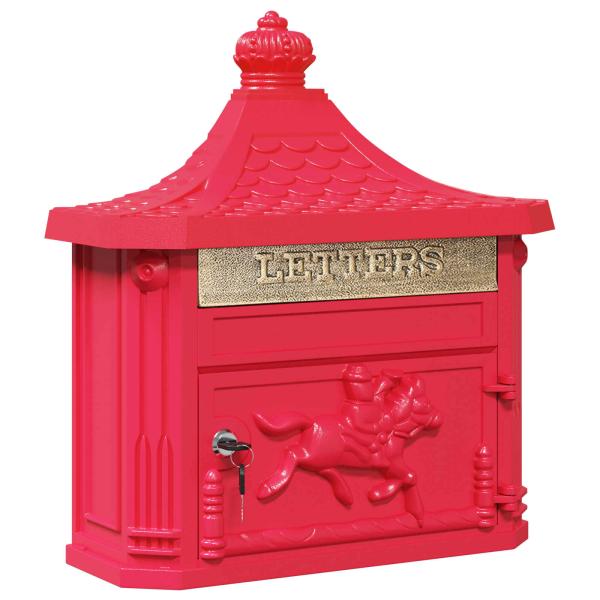 Wandmontierter Briefkasten Rot 40,5 x 16 x 45 cm Gussaluminium