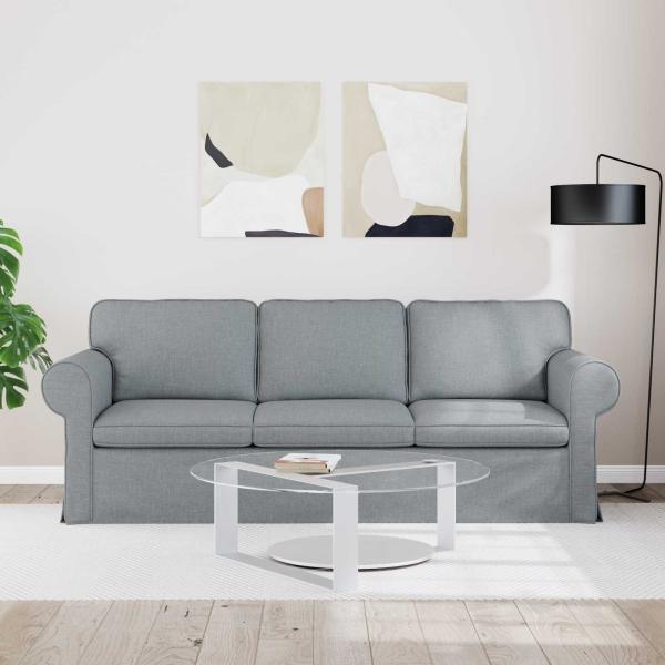 Sofa Hellgrau 215 x 82 x 80 cm Stoff