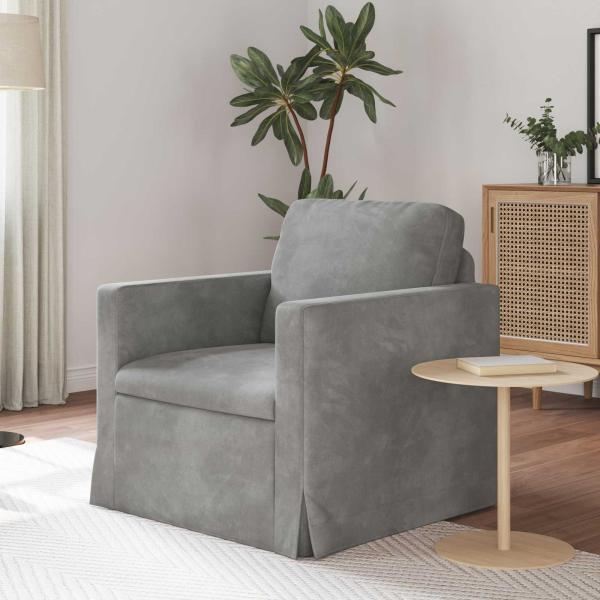ARDEBO.de - Sofa Hellgrau 78 x 78 x 80 cm Samt