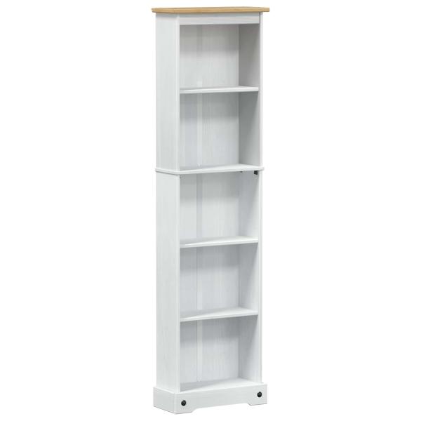 Bücherregal 46 x 20 x 170 cm Massives Kiefernholz Weiß