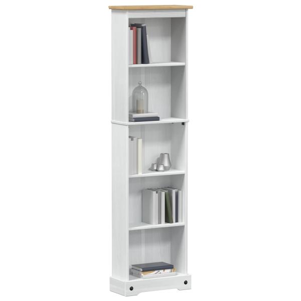 Bücherregal 46 x 20 x 170 cm Massives Kiefernholz Weiß