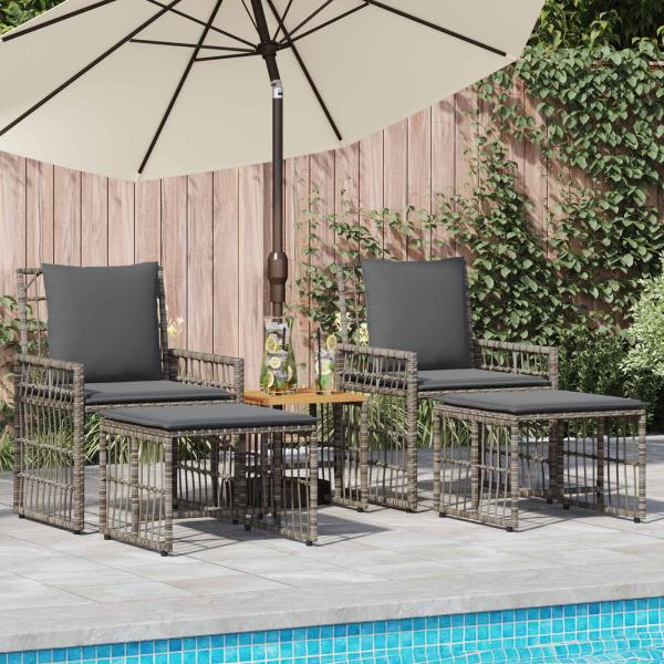 ARDEBO.de - Gartenmöbel Set 5 stk. Schwarz und Dunkelgrau