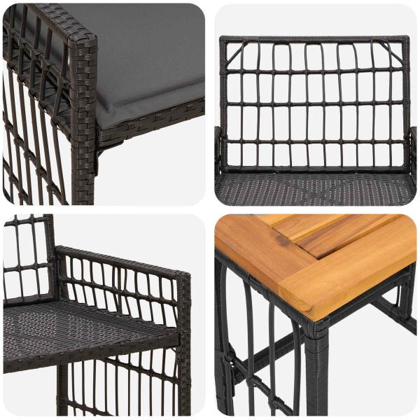 Gartenmöbel Set 3 Stk. Schwarz und Dunkelgrau