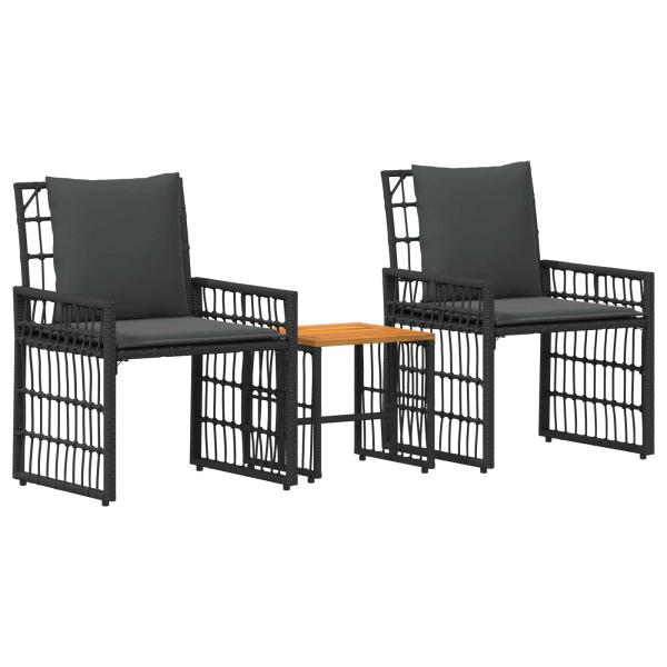 Gartenmöbel Set 3 Stk. Schwarz und Dunkelgrau