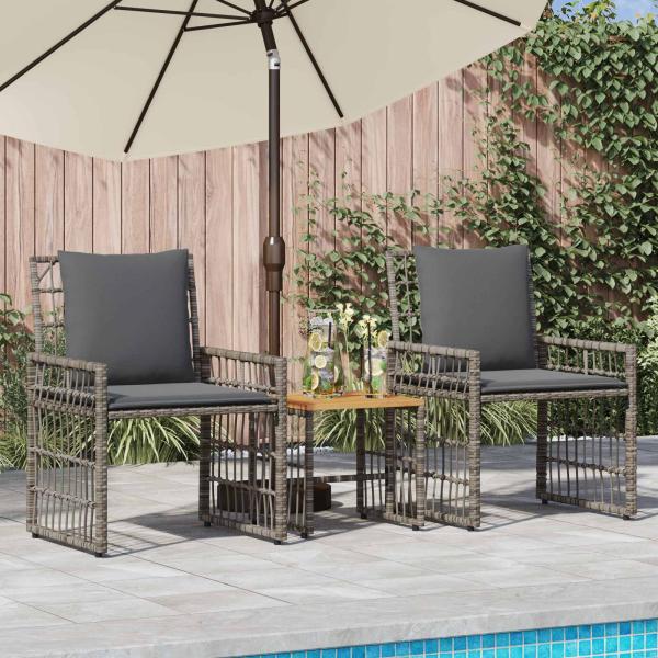 ARDEBO.de - Gartenmöbel Set 3 stk. Schwarz und Dunkelgrau
