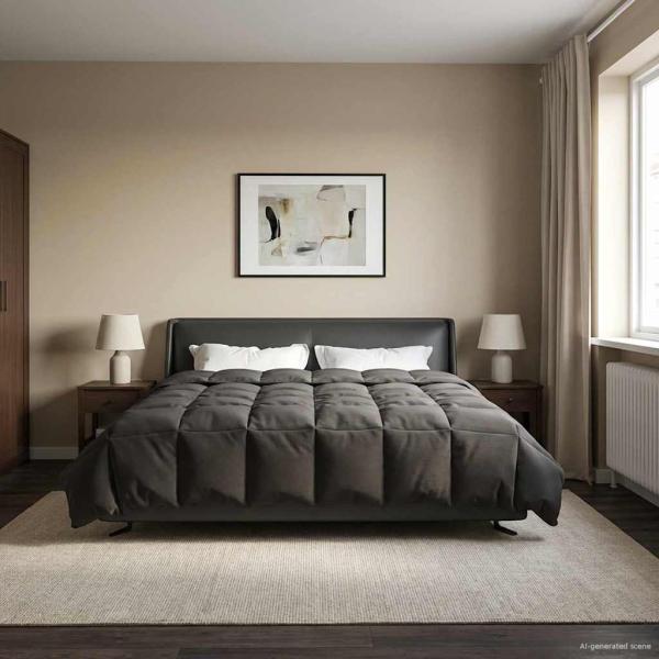 Ganzjahresbettdecke 200 x 220 cm 4 Jahreszeiten Anthrazit