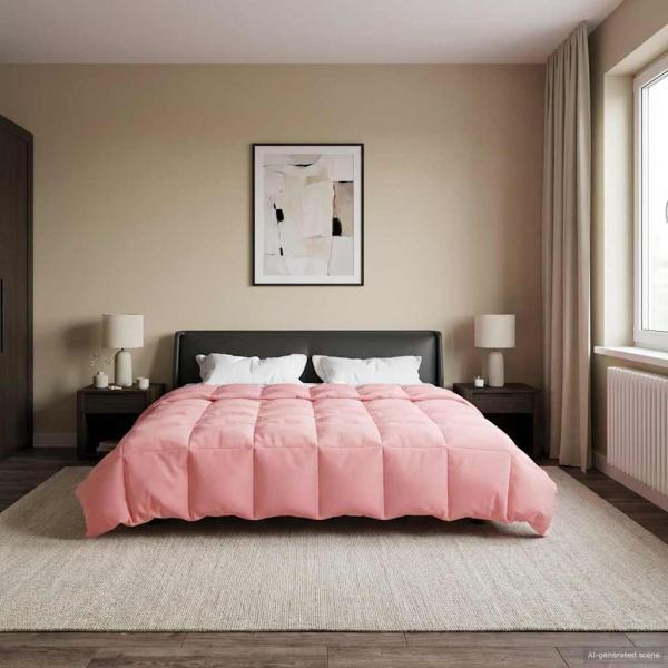 ARDEBO.de - Ganzjahresbettdecke 240 x 260 cm 4 Jahreszeiten Rosa