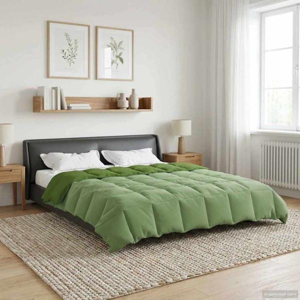 ARDEBO.de - Ganzjahresbettdecke Gepolstert Grün 240 x 260 cm Mikrofaser