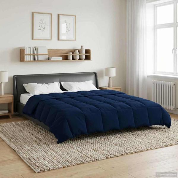 Ganzjahresbettdecke 200 x 240 cm 4 Jahreszeiten Dunkelblau