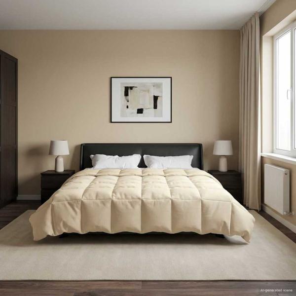 Ganzjahresbettdecke 200 x 200 cm 4 Jahreszeiten Creme