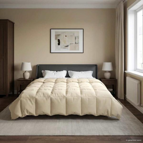 ARDEBO.de - Ganzjahresbettdecke 200 x 220 cm 4 Jahreszeiten Creme
