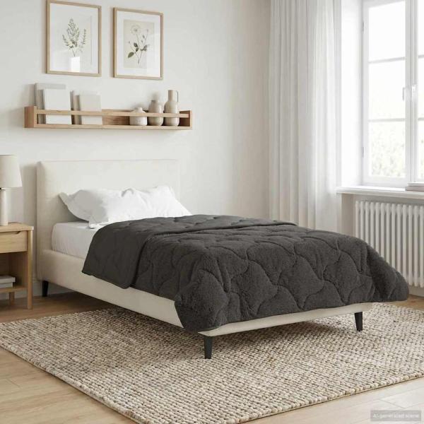 ARDEBO.de - Ganzjahresbettdecke Gepolstert Anthrazit 155 x 220 cm