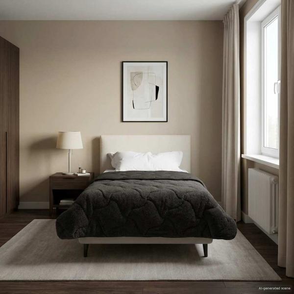 Ganzjahresbettdecke Gepolstert Anthrazit 155 x 220 cm