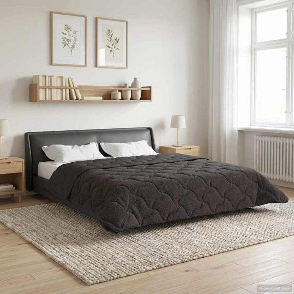 Ganzjahresbettdecke Gepolstert Anthrazit 200 x 220 cm