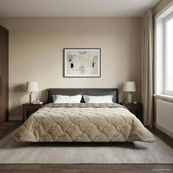 ARDEBO.de - Ganzjahresbettdecke Gepolstert Hellgrau 200 x 240 cm