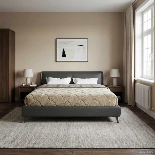 Ganzjahresbettdecke Gepolstert Hellgrau 220 x 260 cm