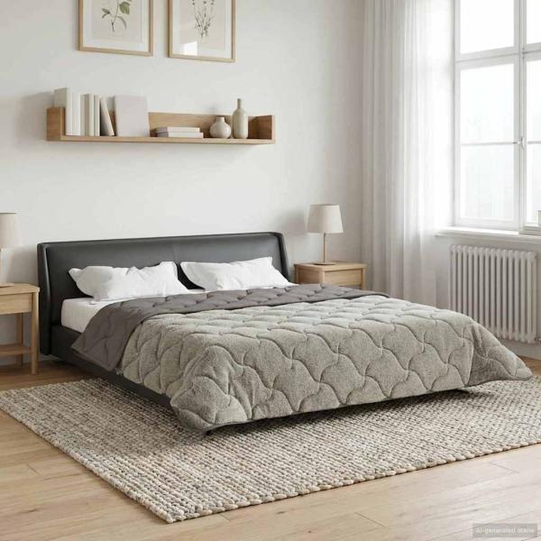 Ganzjahresbettdecke Gepolstert Hellgrau 240 x 260 cm